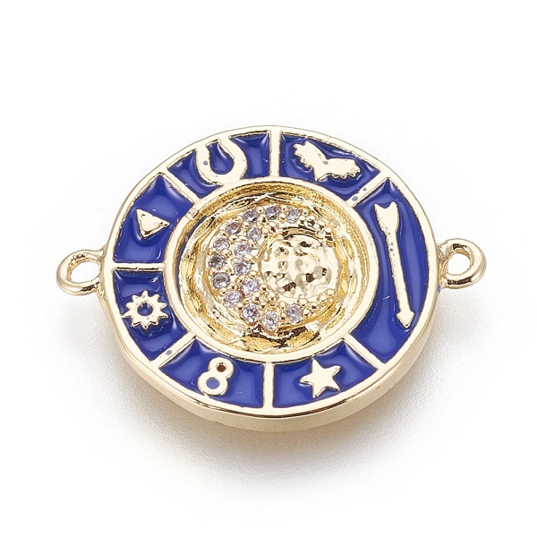 PandaHall Brass Enamel Links connectors, with Micro Pave Cubic Zirconia, Flat Round with Moon, Blue, Golden, 18x23x2.5mm, Hole: 1.5mm...
PandaHall Brass Enamel Links connectors, with Micro Pave Cubic Zirconia, Flat Round with Moon, Blue, Golden, 18x23x2.5mm, Hole: 1.5mm...