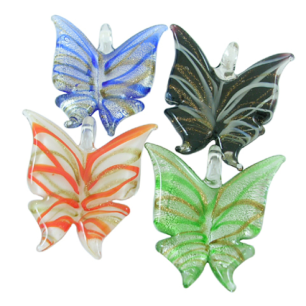 PandaHall Handmade Gold Sand Lampwork Pendants, Butterfly, Mixed Color, 49x45mm, hole: 8mm Lampwork Butterfly Multicolor
PandaHall Handmade Gold Sand Lampwork Pendants, Butterfly, Mixed Color, 49x45mm, hole: 8mm Lampwork Butterfly Multicolor
