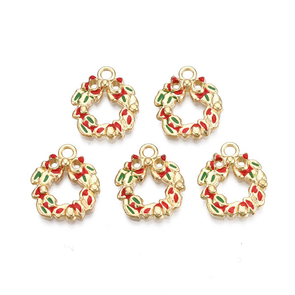 PandaHall Rack Plating Alloy Enamel Pendants, Cadmium Free & Nickel Free & Lead Free, Light Gold, Christmas Wreath, Green, 18x15.5x3mm, Hole...
PandaHall Rack Plating Alloy Enamel Pendants, Cadmium Free & Nickel Free & Lead Free, Light Gold, Christmas Wreath, Green, 18x15.5x3mm, Hole...