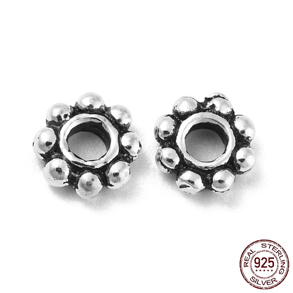 PandaHall 925 Thailand Sterling Silver Spacer Beads, Daisy Flower, Antique Silver, 5x1.5mm, Hole: 1.6mm Sterling Silver Flower
PandaHall 925 Thailand Sterling Silver Spacer Beads, Daisy Flower, Antique Silver, 5x1.5mm, Hole: 1.6mm Sterling Silver Flower