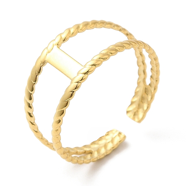PandaHall 304 Stainless Steel Double Layer Open Cuff Ring for Women, Real 14K Gold Plated, Inner Diameter: 18mm 304 Stainless Steel
PandaHall 304 Stainless Steel Double Layer Open Cuff Ring for Women, Real 14K Gold Plated, Inner Diameter: 18mm 304 Stainless Steel