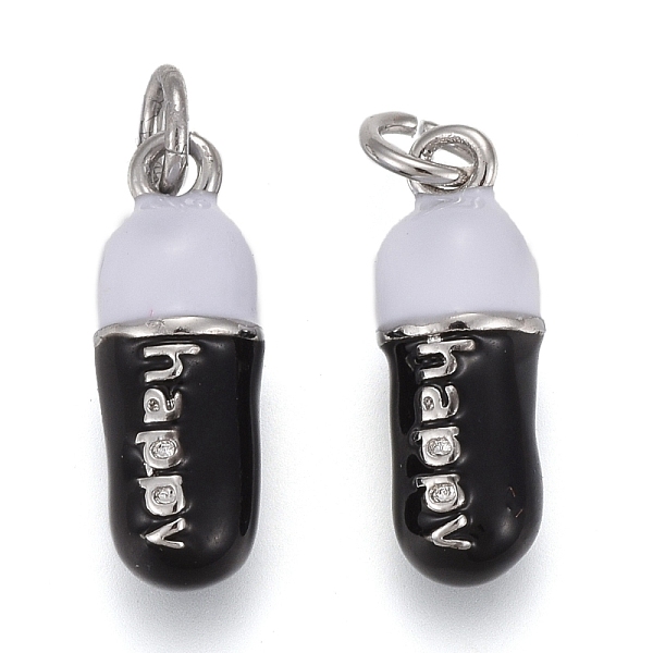 PandaHall Brass Enamel Pendants, with Jump Rings, Long-Lasting Plated, Pill Bar Shape with Word Happy, Black, Real Platinum Plated, 17x6mm...
PandaHall Brass Enamel Pendants, with Jump Rings, Long-Lasting Plated, Pill Bar Shape with Word Happy, Black, Real Platinum Plated, 17x6mm...