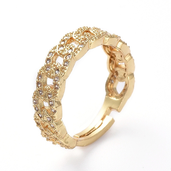 PandaHall Adjustable Brass Finger Rings, with Micro Pave Cubic Zirconia, Curb Chain Shape, Golden, Size 7, 17.1mm Brass+Cubic Zirconia..., Clear
PandaHall Adjustable Brass Finger Rings, with Micro Pave Cubic Zirconia, Curb Chain Shape, Golden, Size 7, 17.1mm Brass+Cubic Zirconia..., Clear