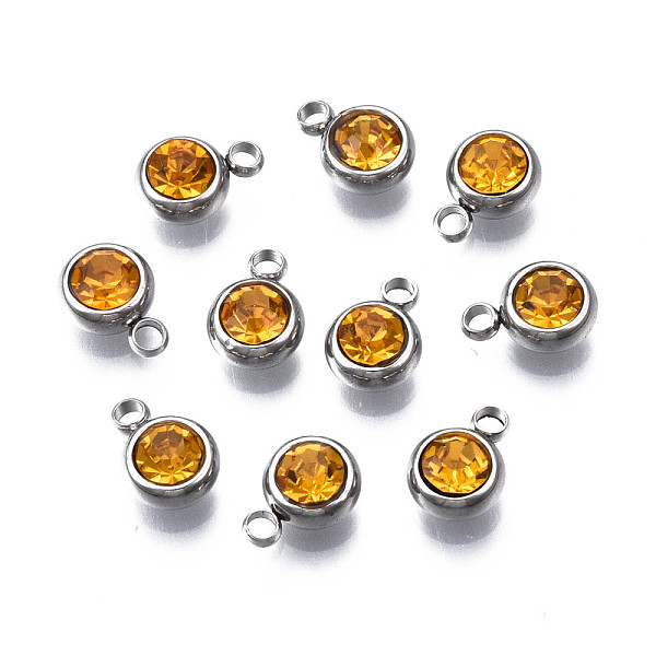 PandaHall 201 Stainless Steel Rhinestone Charms, Birthstone Charms, Flat Round, Stainless Steel Color, Topaz, 8.5x6x3mm, Hole: 1.5mm..., Yellow
PandaHall 201 Stainless Steel Rhinestone Charms, Birthstone Charms, Flat Round, Stainless Steel Color, Topaz, 8.5x6x3mm, Hole: 1.5mm..., Yellow