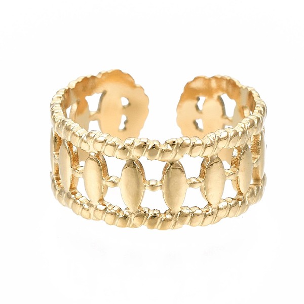 PandaHall 304 Stainless Steel Oval Wrap Open Cuff Ring, Chunky Hollow Ring for Women, Golden, US Size 7(17.3mm) 304 Stainless Steel
PandaHall 304 Stainless Steel Oval Wrap Open Cuff Ring, Chunky Hollow Ring for Women, Golden, US Size 7(17.3mm) 304 Stainless Steel