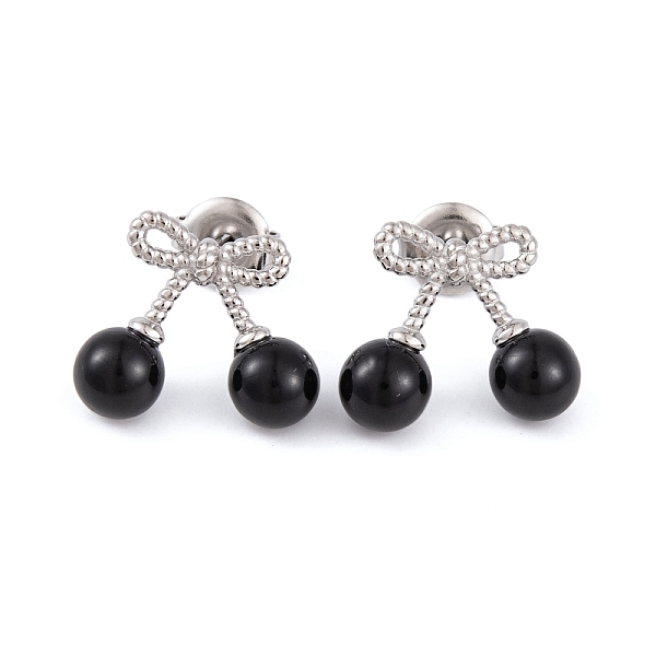 PandaHall Ion Plating(IP) 304 Stainless Steel Enamel Stud Earrings for Women, Bowknot/Cherry, Stainless Steel Color, 13x15mm 304 Stainless..., Black
PandaHall Ion Plating(IP) 304 Stainless Steel Enamel Stud Earrings for Women, Bowknot/Cherry, Stainless Steel Color, 13x15mm 304 Stainless..., Black