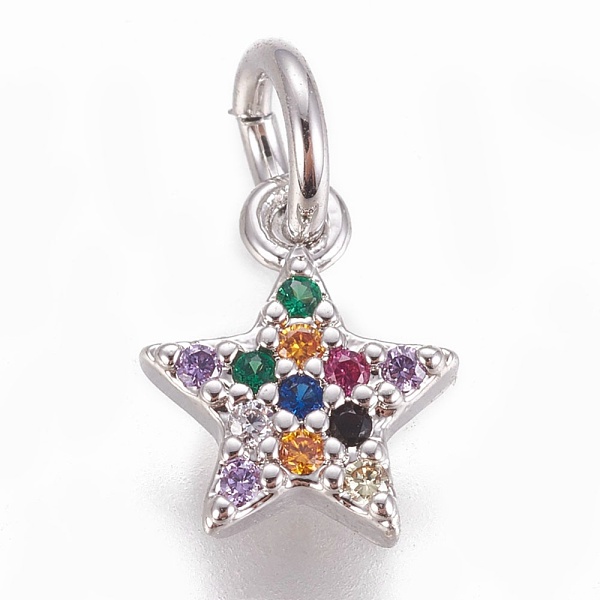 PandaHall Brass Micro Pave Cubic Zirconia Charms, Star, Colorful, Platinum, 8.5x7x2mm, Hole: 3mm Brass+Cubic Zirconia Star
PandaHall Brass Micro Pave Cubic Zirconia Charms, Star, Colorful, Platinum, 8.5x7x2mm, Hole: 3mm Brass+Cubic Zirconia Star