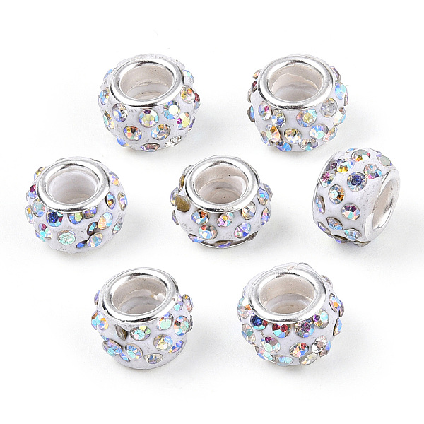 PandaHall Polymer Clay Rhinestone European Beads, Large Hole Beads, Rondelle, with Silver Color Plated Brass Cores, Crystal AB, 10~12x7~8mm..., Clear
PandaHall Polymer Clay Rhinestone European Beads, Large Hole Beads, Rondelle, with Silver Color Plated Brass Cores, Crystal AB, 10~12x7~8mm..., Clear