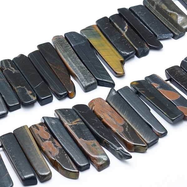 PandaHall Natural Tiger Eye Beads Strands, Top Drilled Beads, Rectangle, Dyed & Heated, Prussian Blue, 25~56x8~13x6~8mm, Hole: 2mm, about...
PandaHall Natural Tiger Eye Beads Strands, Top Drilled Beads, Rectangle, Dyed & Heated, Prussian Blue, 25~56x8~13x6~8mm, Hole: 2mm, about...