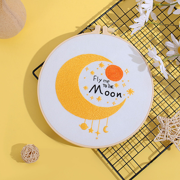 PandaHall DIY Embroidery Kits for Beginner, Including Printed Fabric, Embroidery Thread & Needles & Hoop, Instruction, Moon, 290x290mm..., Gold
PandaHall DIY Embroidery Kits for Beginner, Including Printed Fabric, Embroidery Thread & Needles & Hoop, Instruction, Moon, 290x290mm..., Gold