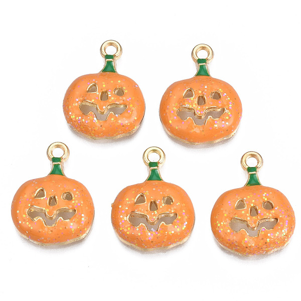 PandaHall Rack Plating Alloy Enamel Pendants, with Glitter Powder, Cadmium Free & Nickel Free & Lead Free, Halloween, Pumpkin, Light Gold..., Orange
PandaHall Rack Plating Alloy Enamel Pendants, with Glitter Powder, Cadmium Free & Nickel Free & Lead Free, Halloween, Pumpkin, Light Gold..., Orange