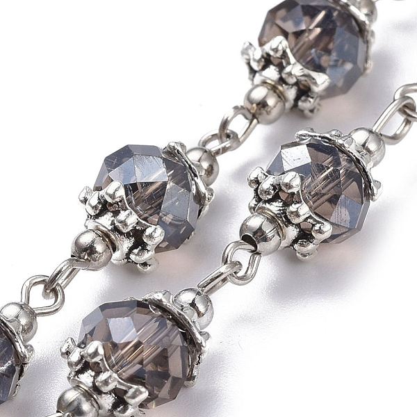 PandaHall Handmade Glass Beaded Chains, with Tibetan Style Alloy Bead Caps, Iron Spacer Beads and Iron Eye Pins, Unwelded, Gray, 39.37 inch...
PandaHall Handmade Glass Beaded Chains, with Tibetan Style Alloy Bead Caps, Iron Spacer Beads and Iron Eye Pins, Unwelded, Gray, 39.37 inch...
