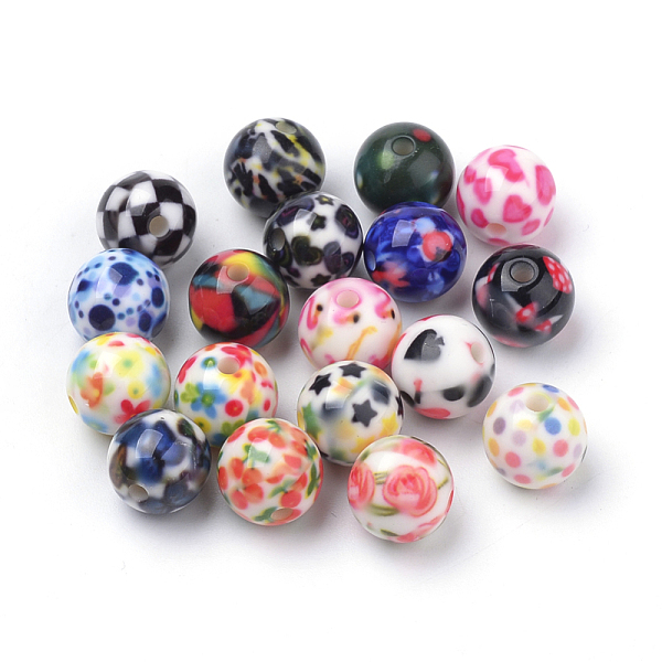 PandaHall Opaque Printed Acrylic Beads, Round, Mixed Color, 10x9.5mm, Hole: 2mm Acrylic Round Multicolor
PandaHall Opaque Printed Acrylic Beads, Round, Mixed Color, 10x9.5mm, Hole: 2mm Acrylic Round Multicolor