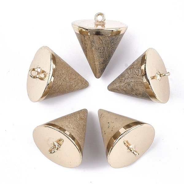 PandaHall Electroplate Natural Picture Jasper Pendants, with Iron Findings, Cone, Golden, 23~24x20~20.5mm, Hole: 1.6mm Picture Jasper Cone
PandaHall Electroplate Natural Picture Jasper Pendants, with Iron Findings, Cone, Golden, 23~24x20~20.5mm, Hole: 1.6mm Picture Jasper Cone