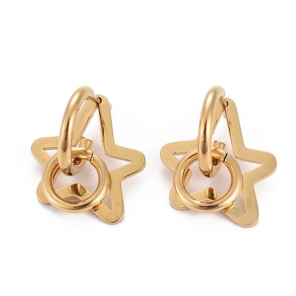 PandaHall 304 Stainless Steel Half Hoop Earrings, Stud Earrings, with Ear Nut, Star & Ring, Golden, 22.5x21x24mm, Pin: 1mm 304 Stainless...
PandaHall 304 Stainless Steel Half Hoop Earrings, Stud Earrings, with Ear Nut, Star & Ring, Golden, 22.5x21x24mm, Pin: 1mm 304 Stainless...