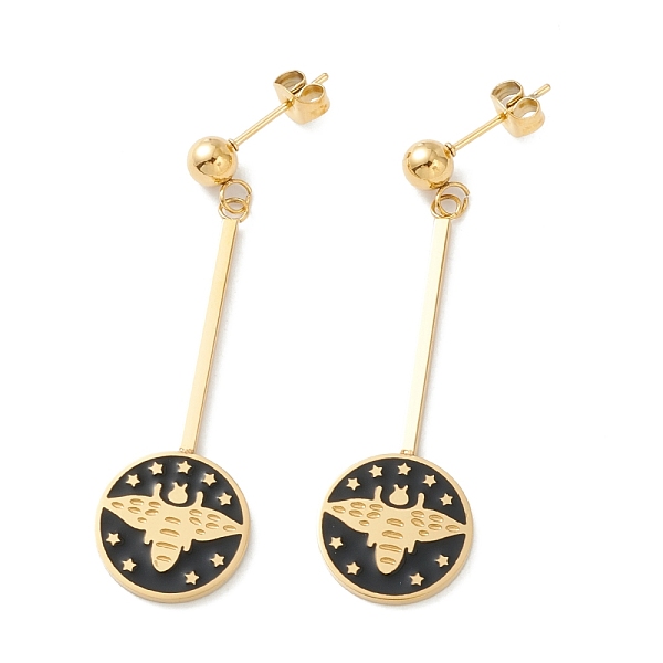 PandaHall Black Flat Round with Moth and Star Enamel Dangle Earrings, Long Drop Earrings for Women, Golden, 42x14.5x1.5mm, Pin: 0.8mm 304...
PandaHall Black Flat Round with Moth and Star Enamel Dangle Earrings, Long Drop Earrings for Women, Golden, 42x14.5x1.5mm, Pin: 0.8mm 304...