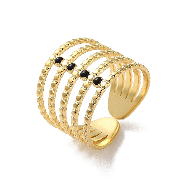 PandaHall 304 Stainless Steel Enamel Cuff Rings, Round, Real 18K Gold Plated, Adjustable 202 Stainless Steel Round Black
PandaHall 304 Stainless Steel Enamel Cuff Rings, Round, Real 18K Gold Plated, Adjustable 202 Stainless Steel Round Black