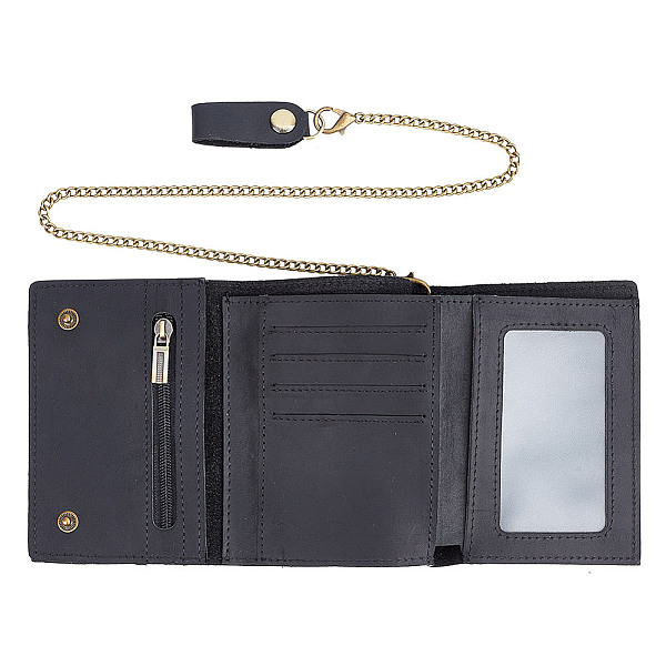 PandaHall Men's Cowhide Leather Wallets, with Alloy Hanging Chain, Black, 11.2x8.5x2cm Leather Rectangle Black
PandaHall Men's Cowhide Leather Wallets, with Alloy Hanging Chain, Black, 11.2x8.5x2cm Leather Rectangle Black