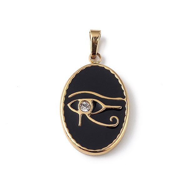 PandaHall Ion Plating(IP) 304 Stainless Steel with Crystal Rhinestone Pendant with Black Enamel Pendants, Oval with Eye of Ra/Re Charms...
PandaHall Ion Plating(IP) 304 Stainless Steel with Crystal Rhinestone Pendant with Black Enamel Pendants, Oval with Eye of Ra/Re Charms...