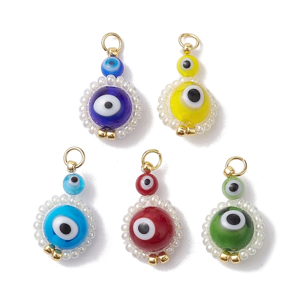 PandaHall Lampwork & Glass Seed Beaded Pendant, with Jump Rings, Evil Eye Charms, Mixed Color, 20.5x11x7.5mm, Hole: 3mm Lampwork Evil Eye
PandaHall Lampwork & Glass Seed Beaded Pendant, with Jump Rings, Evil Eye Charms, Mixed Color, 20.5x11x7.5mm, Hole: 3mm Lampwork Evil Eye