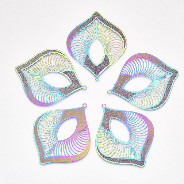 PandaHall Ion Plating(IP) 304 Stainless Steel Filigree Big Pendants, Etched Metal Embellishments, Leaf, Rainbow Color, 63x51x0.2mm, Hole...
PandaHall Ion Plating(IP) 304 Stainless Steel Filigree Big Pendants, Etched Metal Embellishments, Leaf, Rainbow Color, 63x51x0.2mm, Hole...