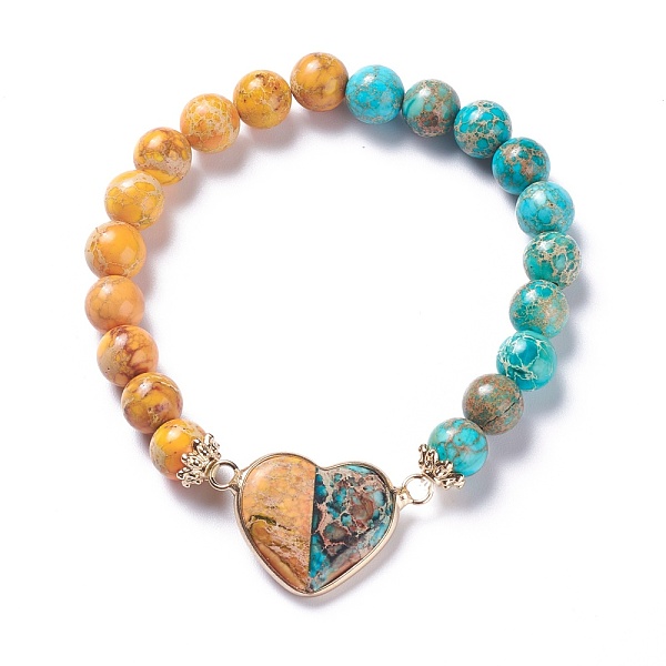 PandaHall Natural Regalite/Imperial Jasper/Sea Sediment Jasper Stretch Heart Link Bracelets, with Light Gold Plated Brass Findings, Round...
PandaHall Natural Regalite/Imperial Jasper/Sea Sediment Jasper Stretch Heart Link Bracelets, with Light Gold Plated Brass Findings, Round...