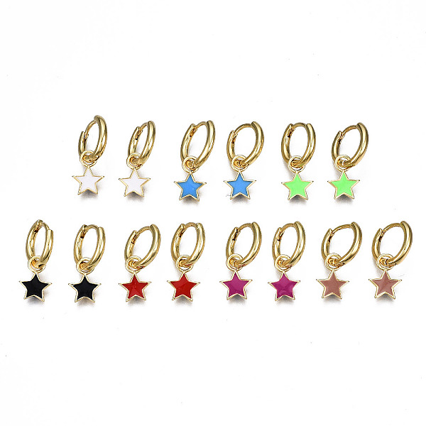 PandaHall Brass Enamel Huggie Hoop Earrings, Nickel Free, Real 16K Gold Plated, Star, Mixed Color, 20x13mm, Pin: 1mm Brass Star Multicolor
PandaHall Brass Enamel Huggie Hoop Earrings, Nickel Free, Real 16K Gold Plated, Star, Mixed Color, 20x13mm, Pin: 1mm Brass Star Multicolor