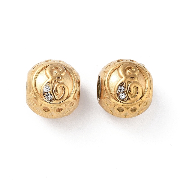 PandaHall 304 Stainless Steel Rhinestone European Beads, Round Large Hole Beads, Real 18K Gold Plated, Round with Letter, Letter E, 11x10mm..., Clear
PandaHall 304 Stainless Steel Rhinestone European Beads, Round Large Hole Beads, Real 18K Gold Plated, Round with Letter, Letter E, 11x10mm..., Clear