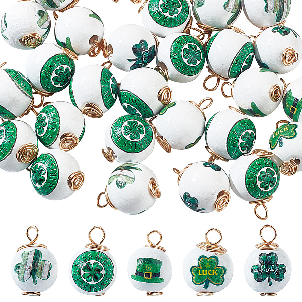 PandaHall DICOSMETIC 30Pcs Saint Patrick's Day Printed Wood Pendants, Golden Tone Copper Wire Wrapped Round Charms, Green, 24~24.5x15~16.5mm...
PandaHall DICOSMETIC 30Pcs Saint Patrick's Day Printed Wood Pendants, Golden Tone Copper Wire Wrapped Round Charms, Green, 24~24.5x15~16.5mm...