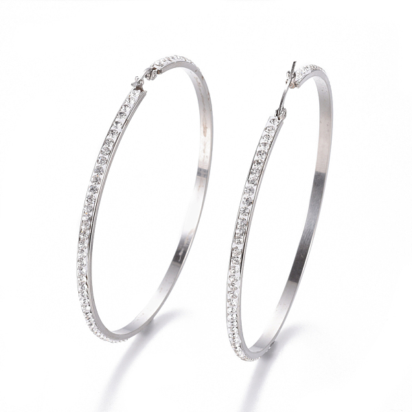PandaHall 304 Stainless Steel Big Hoop Earrings, with Polymer Clay Rhinestone, Crystal, Stainless Steel Color, 76x71x3mm, Pin: 0.7x1mm..., Clear
PandaHall 304 Stainless Steel Big Hoop Earrings, with Polymer Clay Rhinestone, Crystal, Stainless Steel Color, 76x71x3mm, Pin: 0.7x1mm..., Clear