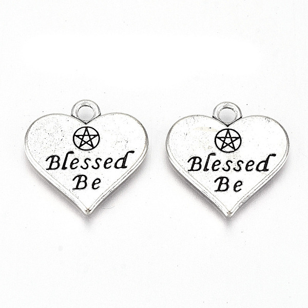 PandaHall Tibetan Style Alloy Pendants, Lead Free & Cadmium Free, Heart with Word Blessed Be & Pentacle, Antique Silver, 19x19x2mm, Hole...
PandaHall Tibetan Style Alloy Pendants, Lead Free & Cadmium Free, Heart with Word Blessed Be & Pentacle, Antique Silver, 19x19x2mm, Hole...