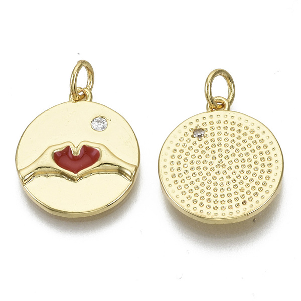 PandaHall Brass Micro Pave Cubic Zirconia Pendants, with Enamel & Jump Rings, Nickel Free, Valentine's Day, Flat Round with Heart, Clear..., Red
PandaHall Brass Micro Pave Cubic Zirconia Pendants, with Enamel & Jump Rings, Nickel Free, Valentine's Day, Flat Round with Heart, Clear..., Red