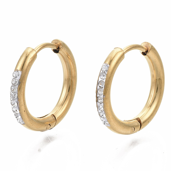 PandaHall 201 Stainless Steel Huggie Hoop Earrings, with 304 Stainless Steel Pins and Crystal Rhinestone, Ring, Golden, 17x2.5mm, Pin: 1mm..., Clear
PandaHall 201 Stainless Steel Huggie Hoop Earrings, with 304 Stainless Steel Pins and Crystal Rhinestone, Ring, Golden, 17x2.5mm, Pin: 1mm..., Clear
