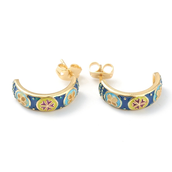 PandaHall Semicircular Brass Enamel Half Hoop Earrings, with Ear Nuts, Flower, Colorful, Golden, 17x5mm, Pin: 0.7mm Brass Flower
PandaHall Semicircular Brass Enamel Half Hoop Earrings, with Ear Nuts, Flower, Colorful, Golden, 17x5mm, Pin: 0.7mm Brass Flower