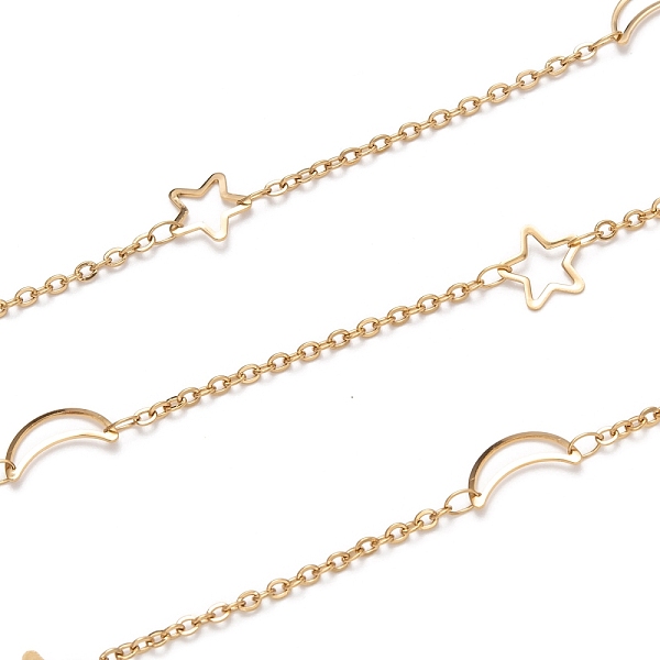 PandaHall 304 Stainless Steel Moon & Star Link Cable Chains, Soldered, with Spool, Golden, Link: 2.5x2x0.5mm, Star: 9x0.5mm, Moon...
PandaHall 304 Stainless Steel Moon & Star Link Cable Chains, Soldered, with Spool, Golden, Link: 2.5x2x0.5mm, Star: 9x0.5mm, Moon...