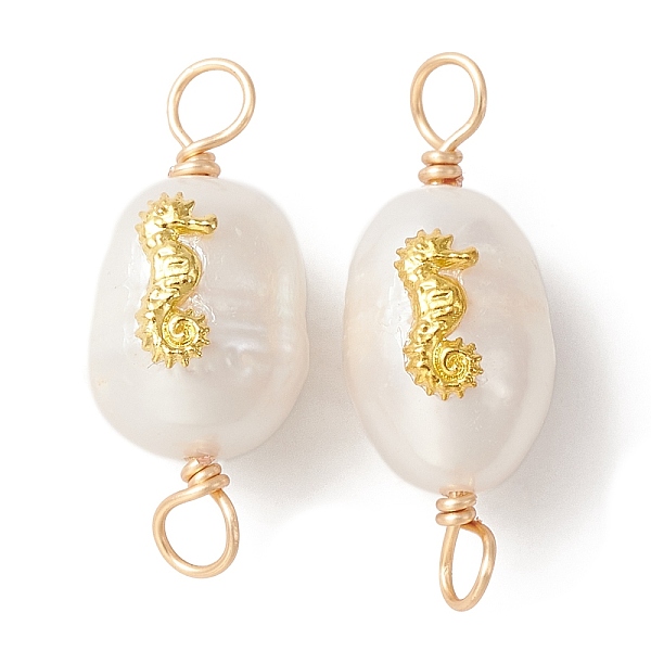 PandaHall Natural Freshwater Pearl Copper Wire Wrapped Connector Charms, Oval Lins with Alloy Sea Horse Slice, Golden...
PandaHall Natural Freshwater Pearl Copper Wire Wrapped Connector Charms, Oval Lins with Alloy Sea Horse Slice, Golden...
