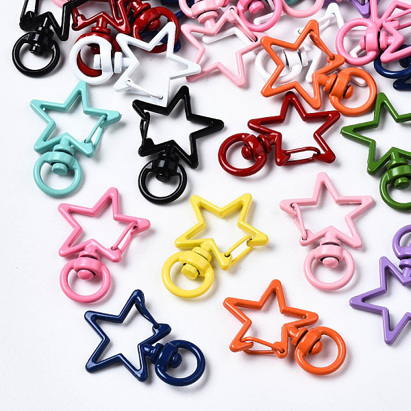PandaHall Spray Painted Eco-Friendly Alloy Swivel Snap Hooks Clasps, Cadmium Free & Nickel Free & Lead Free, Star, Mixed Color..., Multicolor
PandaHall Spray Painted Eco-Friendly Alloy Swivel Snap Hooks Clasps, Cadmium Free & Nickel Free & Lead Free, Star, Mixed Color..., Multicolor