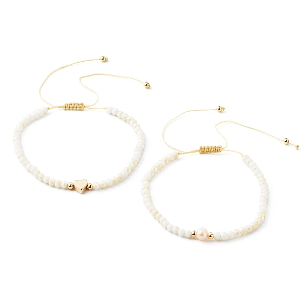 PandaHall Adjustable Nylon Thread Braided Bead Bracelets Set, Faceted Rondelle Electroplate Glass Beads, Brass Bead, Heart, White, Inner...
PandaHall Adjustable Nylon Thread Braided Bead Bracelets Set, Faceted Rondelle Electroplate Glass Beads, Brass Bead, Heart, White, Inner...