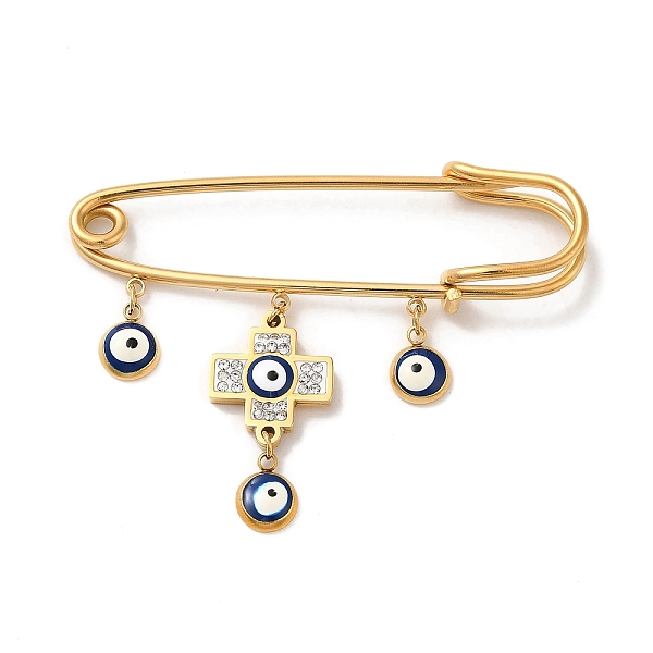 PandaHall Ion Plating(IP) 304 Stainless Steel Kilt Pin, Enamel & Rhinestone Evil Eye Cross Charm Brooch for Backpack Clothes, Golden...
PandaHall Ion Plating(IP) 304 Stainless Steel Kilt Pin, Enamel & Rhinestone Evil Eye Cross Charm Brooch for Backpack Clothes, Golden...