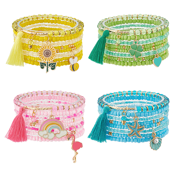 PandaHall BENECREAT 32Pcs 32 Style Glass Seed Beaded Stretch Bracelets Set, Clover & Bee & Rainbow & Flamingo Alloy Enamel & Cotton Tassel..., Multicolor
PandaHall BENECREAT 32Pcs 32 Style Glass Seed Beaded Stretch Bracelets Set, Clover & Bee & Rainbow & Flamingo Alloy Enamel & Cotton Tassel..., Multicolor