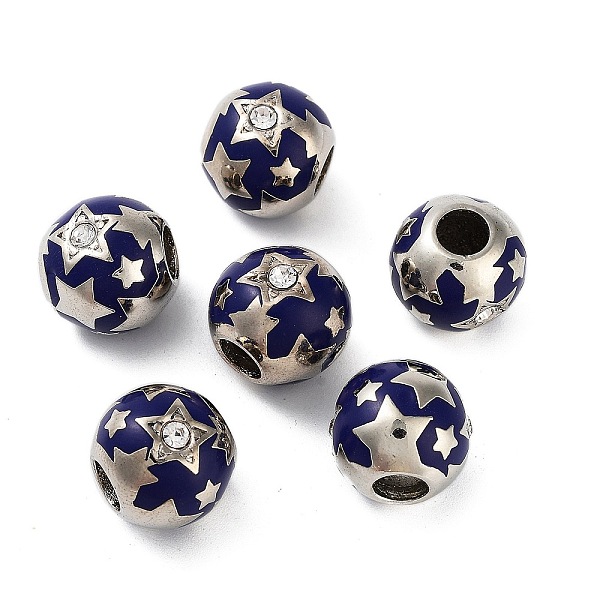 PandaHall Platinum Plated Alloy Enamel European Beads, with Rhinestone, Large Hole Beads, Round with Star Pattern, Midnight Blue, 13.5x13mm...
PandaHall Platinum Plated Alloy Enamel European Beads, with Rhinestone, Large Hole Beads, Round with Star Pattern, Midnight Blue, 13.5x13mm...