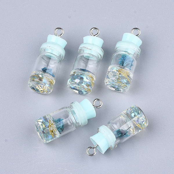 PandaHall Glass Bottle Pendant Decorations, with Resin Rhinestone & Stopper, Dried Flower and Iron Findings, Platinum, Light Blue...
PandaHall Glass Bottle Pendant Decorations, with Resin Rhinestone & Stopper, Dried Flower and Iron Findings, Platinum, Light Blue...