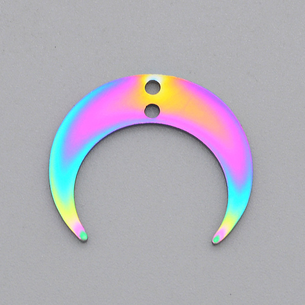 PandaHall Ion Plating(IP) 201 Stainless Steel 2-Loop Link Pendants, Laser Cut, Crescent, Rainbow Color, 17x20x1mm, Hole: 1.4mm 201 Stainless...
PandaHall Ion Plating(IP) 201 Stainless Steel 2-Loop Link Pendants, Laser Cut, Crescent, Rainbow Color, 17x20x1mm, Hole: 1.4mm 201 Stainless...