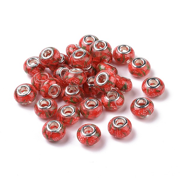 PandaHall Transparent Resin European Rondelle Beads, Large Hole Beads, with Strawberry Polymer Clay and Platinum Tone Alloy Double Cores..., Red
PandaHall Transparent Resin European Rondelle Beads, Large Hole Beads, with Strawberry Polymer Clay and Platinum Tone Alloy Double Cores..., Red