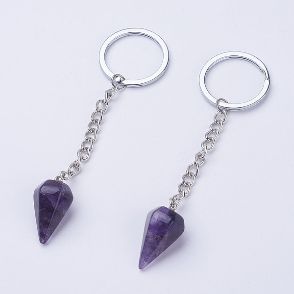 PandaHall Natural Amethyst Keychain, with Iron Key Rings and Brass Finding, Cone/Spike/Pendulum, Platinum, 95~123mm, 29~30x14~15mm Amethyst...
PandaHall Natural Amethyst Keychain, with Iron Key Rings and Brass Finding, Cone/Spike/Pendulum, Platinum, 95~123mm, 29~30x14~15mm Amethyst...