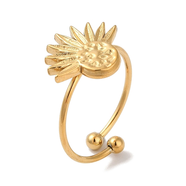 PandaHall Ion Plating(IP) 304 Stainless Steel Sunflower Open Cuff Rings for Women, Golden, 13x15mm 304 Stainless Steel Flower
PandaHall Ion Plating(IP) 304 Stainless Steel Sunflower Open Cuff Rings for Women, Golden, 13x15mm 304 Stainless Steel Flower