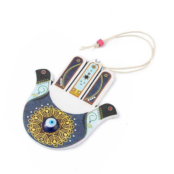 PandaHall Wood Big Pendant Decorations, with Column Resin Beads(Random Color), Hamsa Hand/Hand of Miriam with Evil Eye, Marine Blue, 250mm...
PandaHall Wood Big Pendant Decorations, with Column Resin Beads(Random Color), Hamsa Hand/Hand of Miriam with Evil Eye, Marine Blue, 250mm...