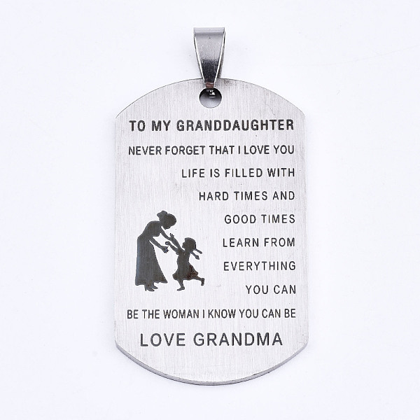 PandaHall 201 Stainless Steel Quote Pendants, Stamped Dog Tags, Inspirational Gifts for Granddaughter Jewelry, Rectangle, Laser Cut...
PandaHall 201 Stainless Steel Quote Pendants, Stamped Dog Tags, Inspirational Gifts for Granddaughter Jewelry, Rectangle, Laser Cut...