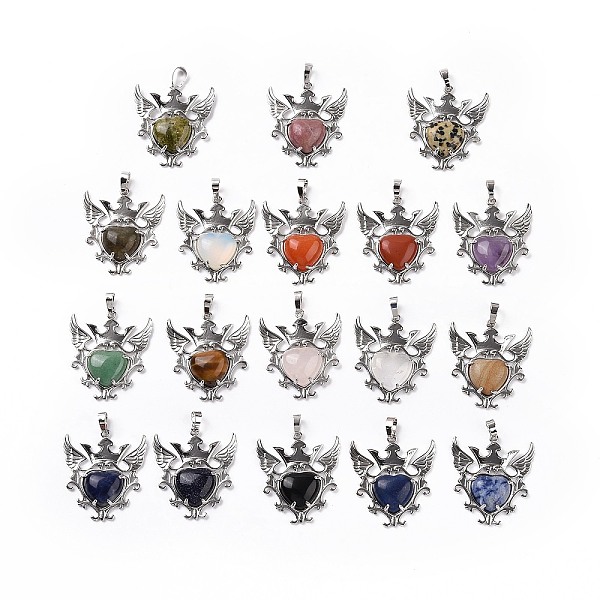 PandaHall Natural & Synthetic Mixed Gemstone Pendants, Eagle with Heart Charms, with Rack Plating Platinum Tone Brass Findings...
PandaHall Natural & Synthetic Mixed Gemstone Pendants, Eagle with Heart Charms, with Rack Plating Platinum Tone Brass Findings...