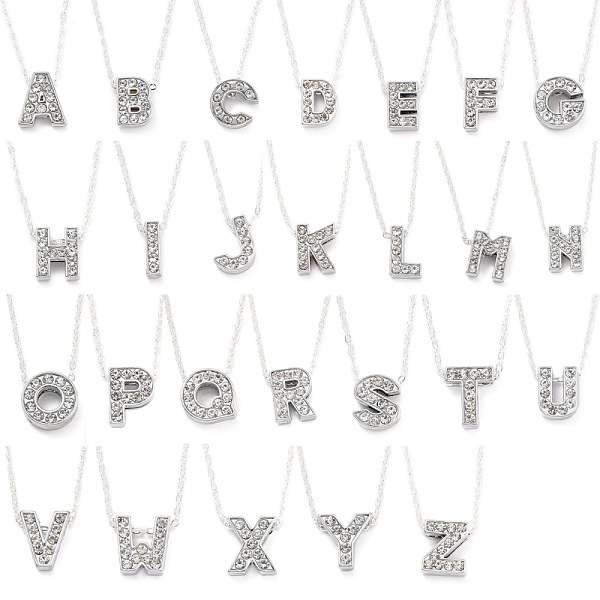 PandaHall Initial Necklaces, Alloy Rhinestone Slide Pendant Necklaces, with Silver Color Plated Brass Cable Chains, Alphabet, Letter A~Z...
PandaHall Initial Necklaces, Alloy Rhinestone Slide Pendant Necklaces, with Silver Color Plated Brass Cable Chains, Alphabet, Letter A~Z...